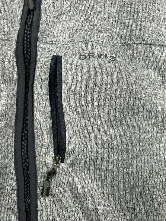 Orvis Mens XXL Gray Full Zip Fleece Vest With Quilted Accents & Pockets - Picture 2 of 6